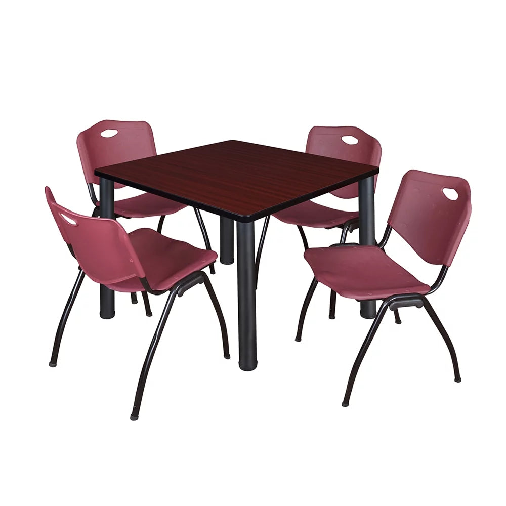 36" Square Breakroom Table & 4 Stack Chairs F289787