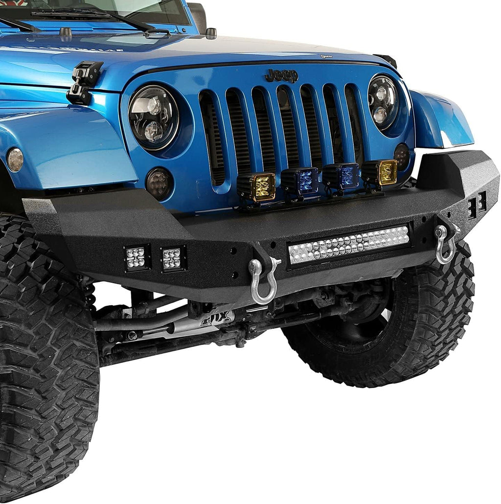 Front and Rear Bumpers with Tire Carrier & LED Light Bar & Hitch Receiver N52559
