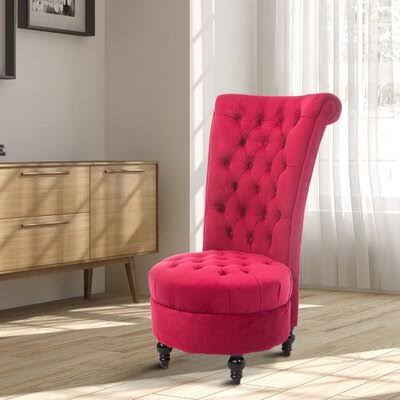 Red Tufted Velvet Balloon Chair V705