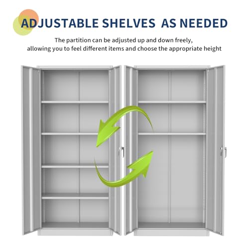 Tall Metal Storage Cabinet with Doors Shelves Lock H28711