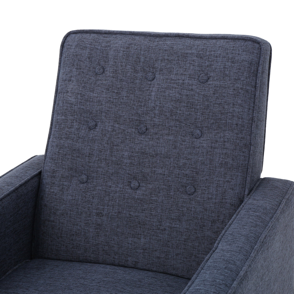 Dark Blue Tufted Fabric Recliner C9658