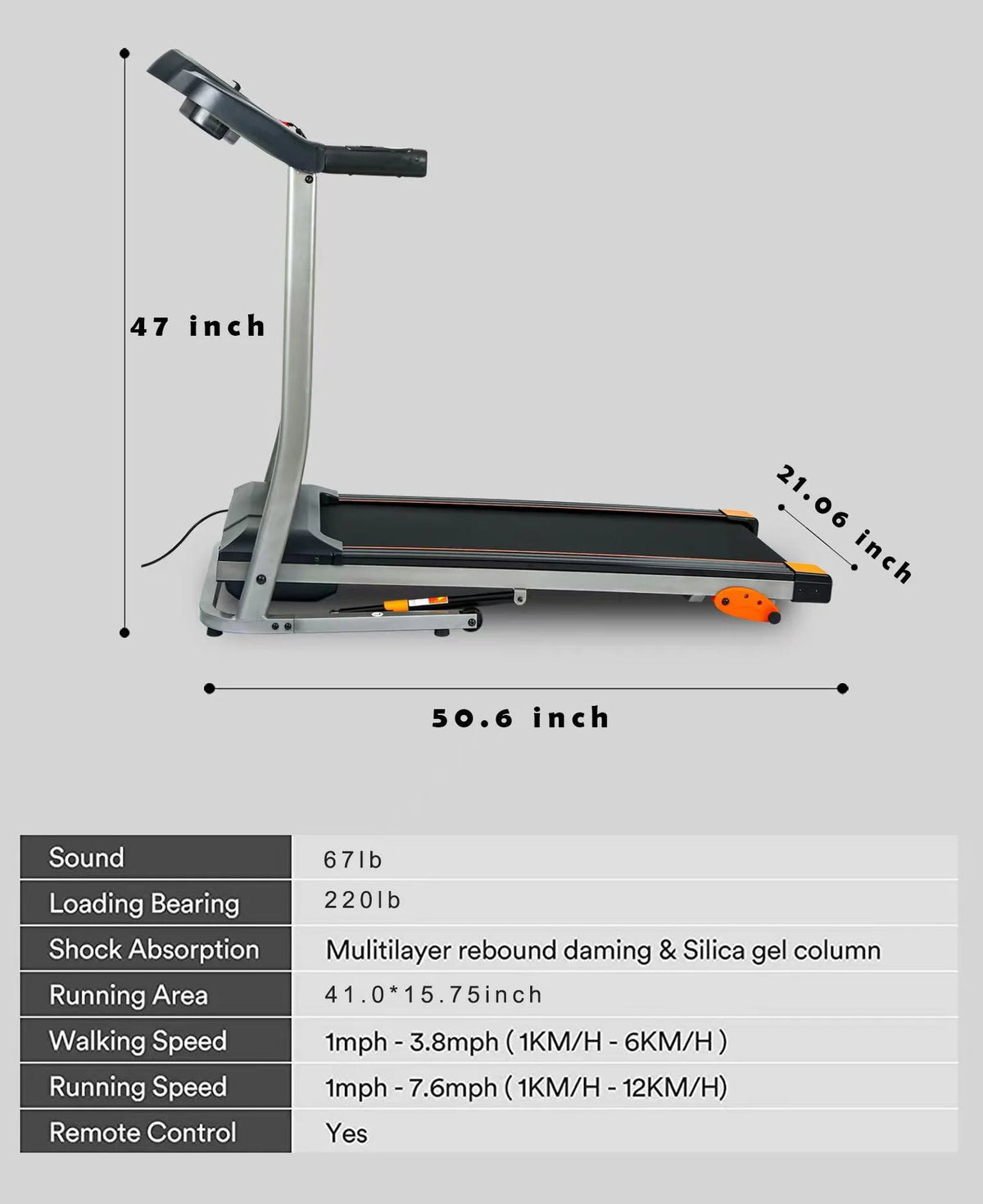 2.5 Hp Folding Treadmill with Incline K7309