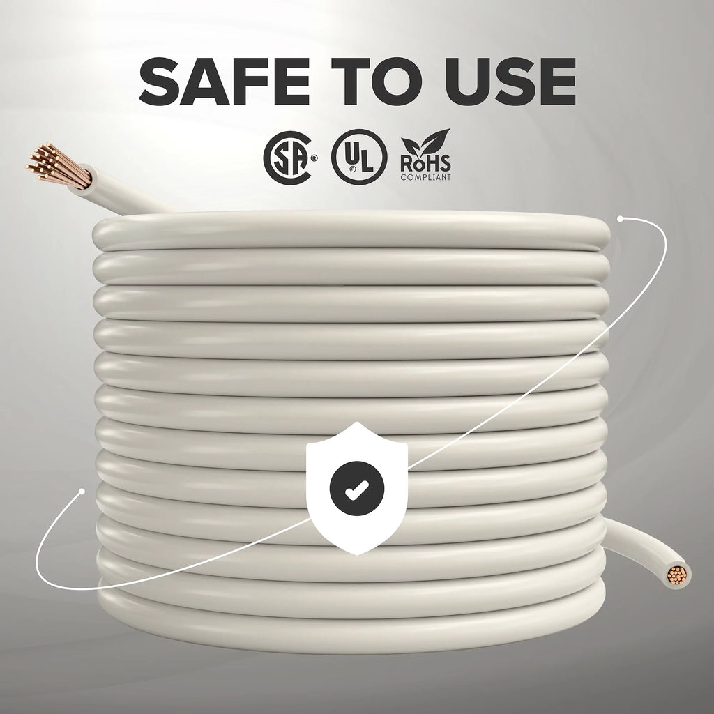 50 Feet 14 AWG White Insulated Stranded Copper THHN THWN Wire L715