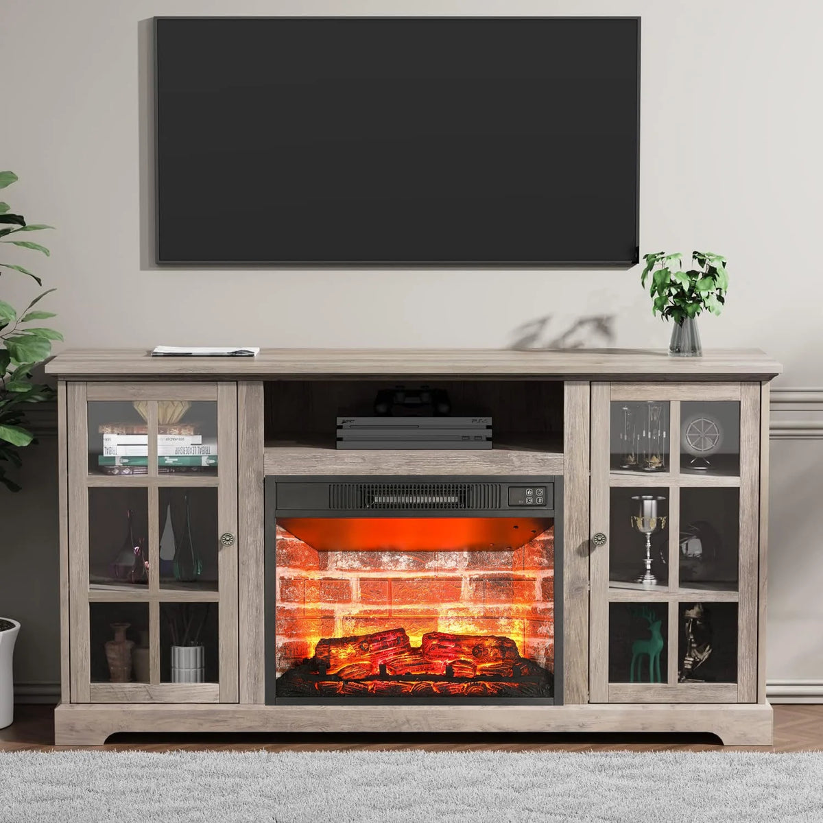 White Fireplace TV Stand W611