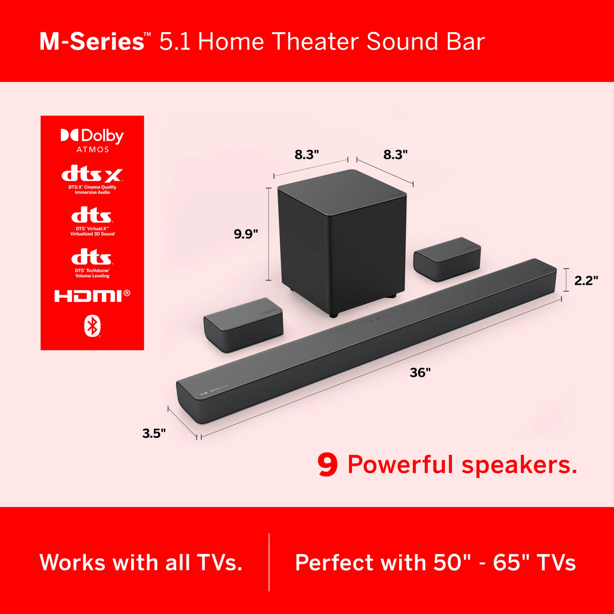 5.1 Sound Bar with Dolby Atmos, DTS:X, Bluetooth P747989