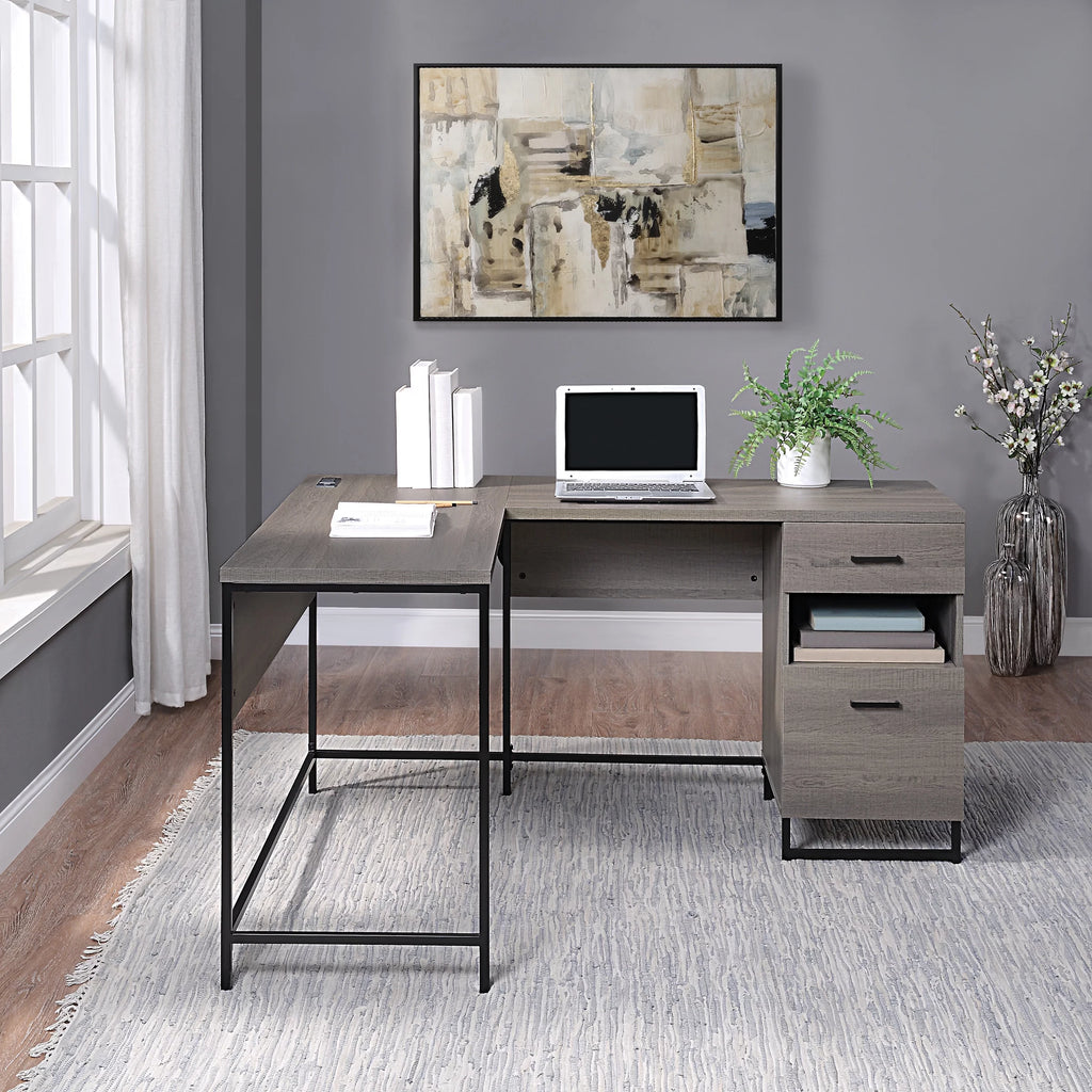 L-Shape Desk with Power and Storage M90572