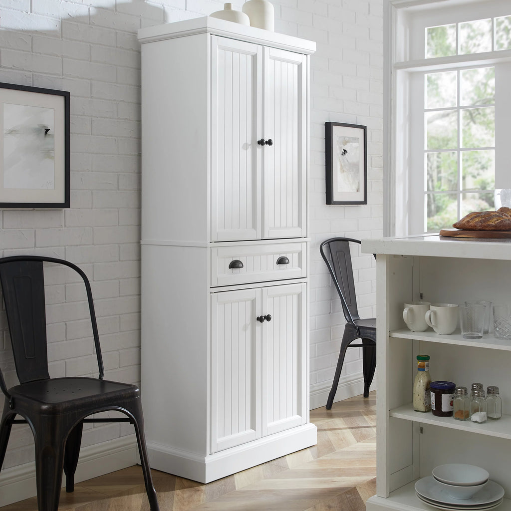 Distressed White Black Wood Pantry Y664