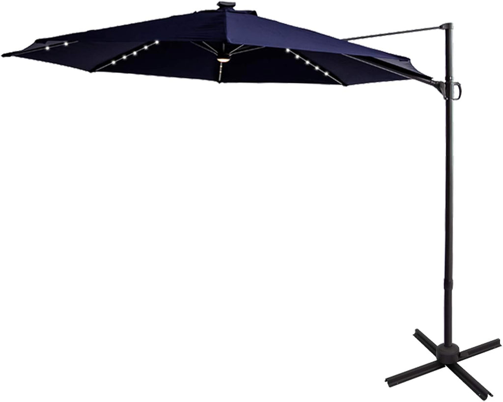 10 ft Cantilever Offset Patio Umbrella with Solar LED Lights Y277316