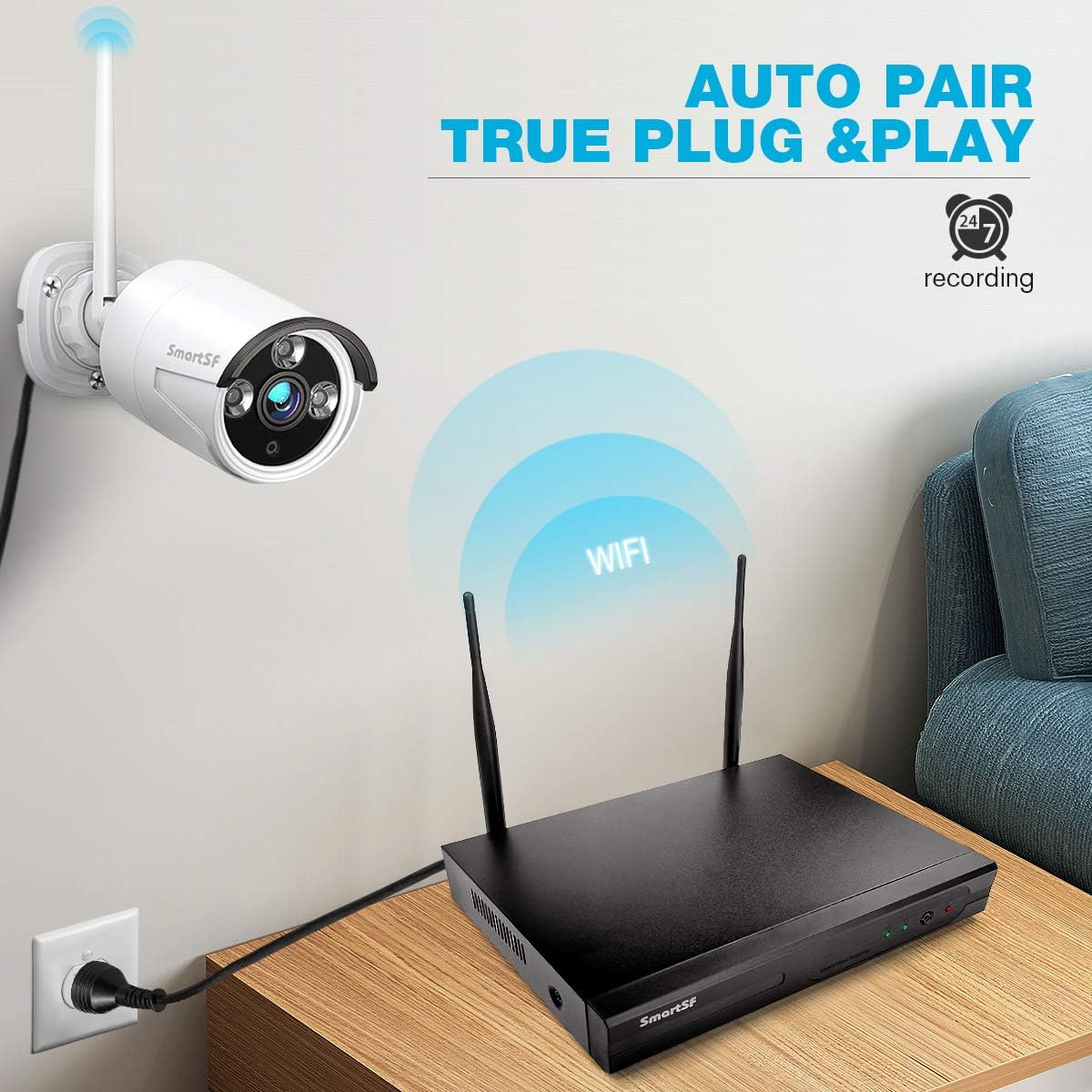 Wireless 8CH 1080P Security Camera System with 4 Weatherproof IP Cameras J432