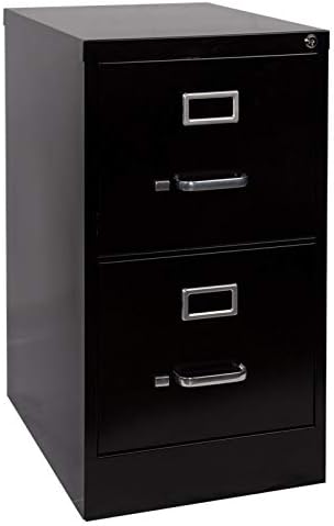 2 Drawer Metal Vertical File Cabinet in Black H117