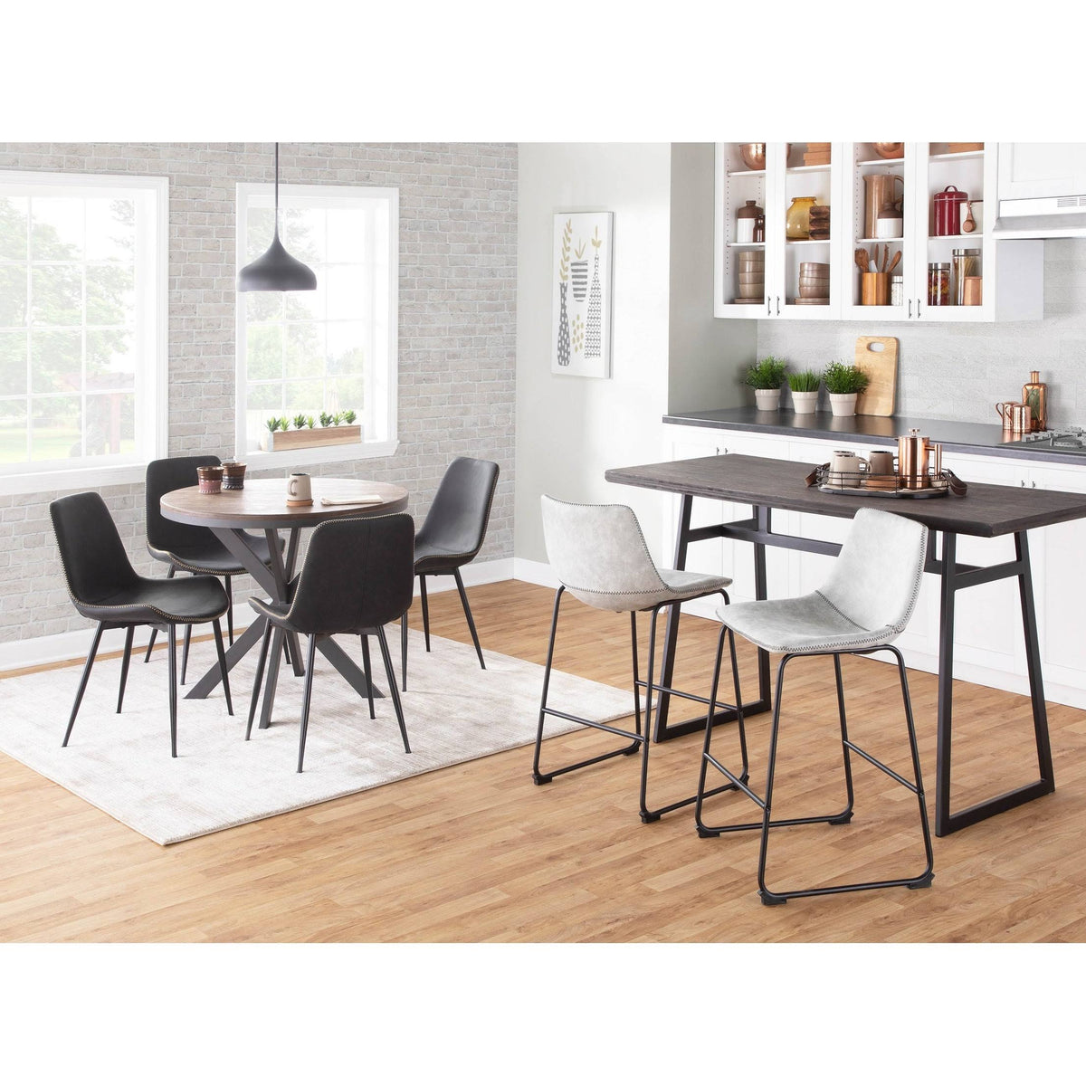 Green Faux Leather Counter Stool Set of 2 G613175