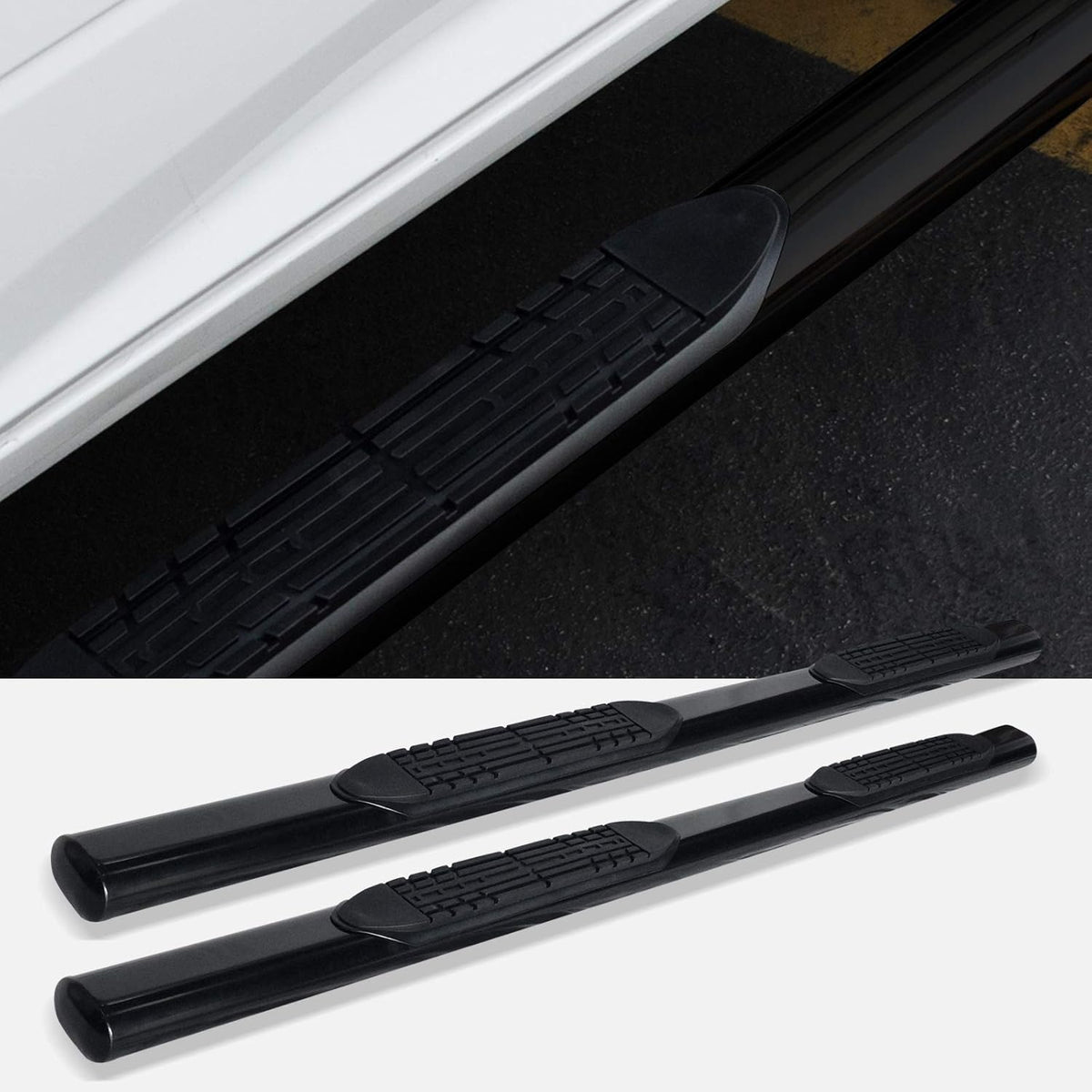 Black 4 Oval Side Step Nerf Bars Crew Cab P8227