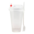 24 oz Clear Plastic Salad to Go Cup with Clear Lid and Fork T621