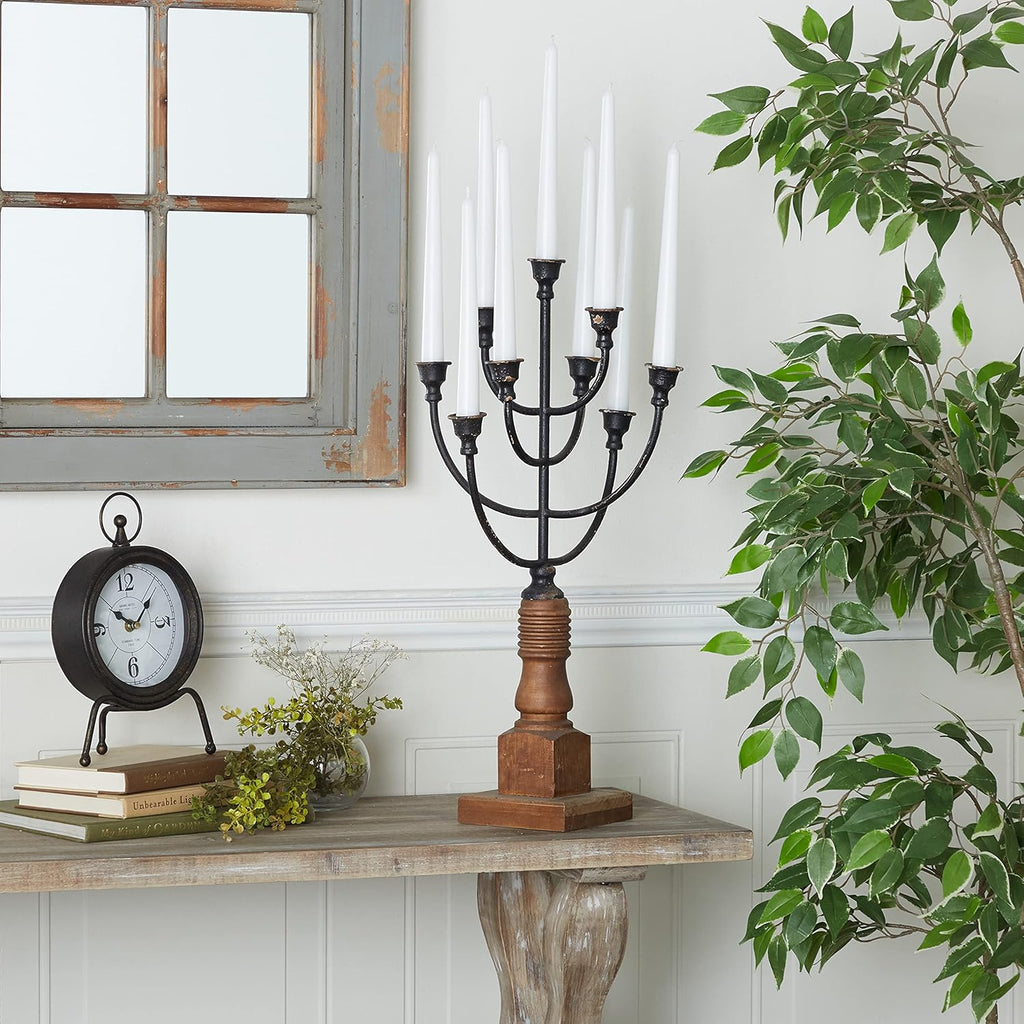 White Iron Candelabra Holds 10 Pillar Candles L381