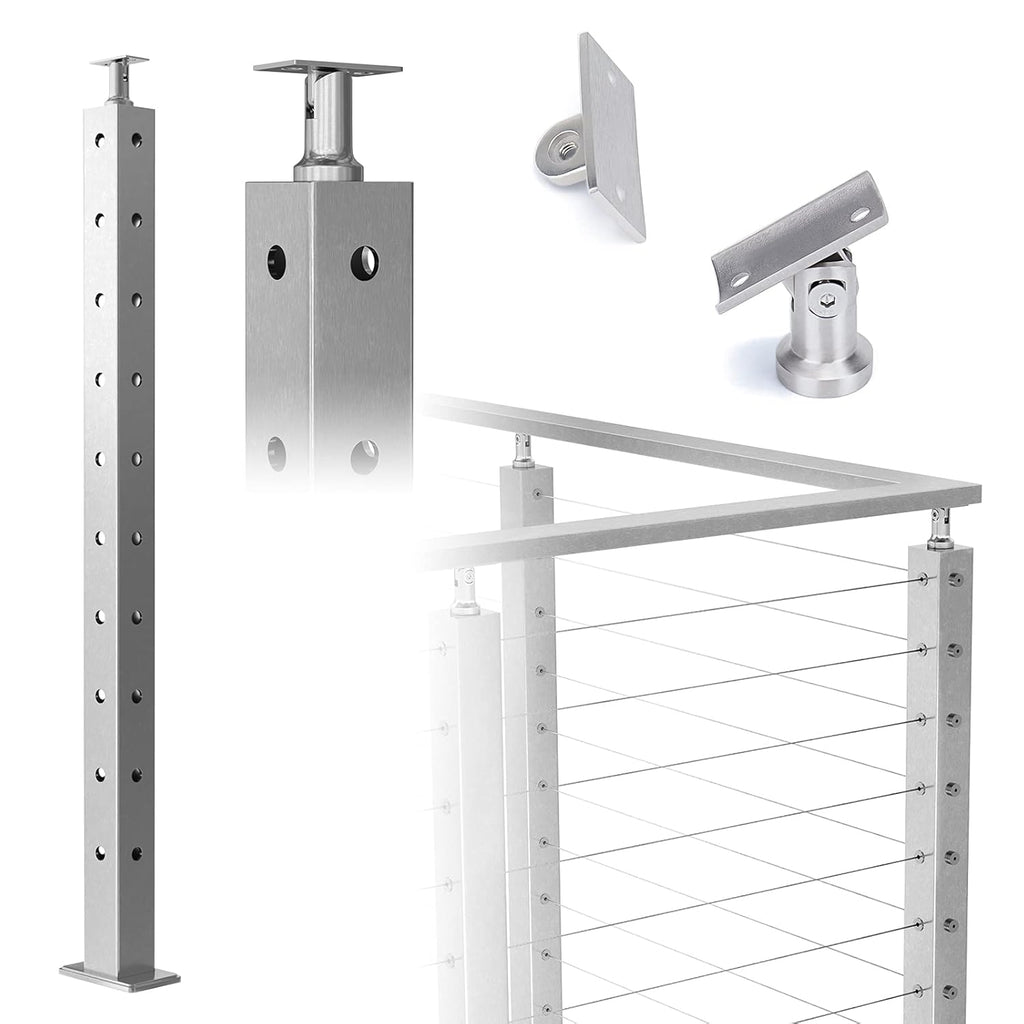 Square 36x2x2 Stainless Steel Brushed Cable Railing Post A548286