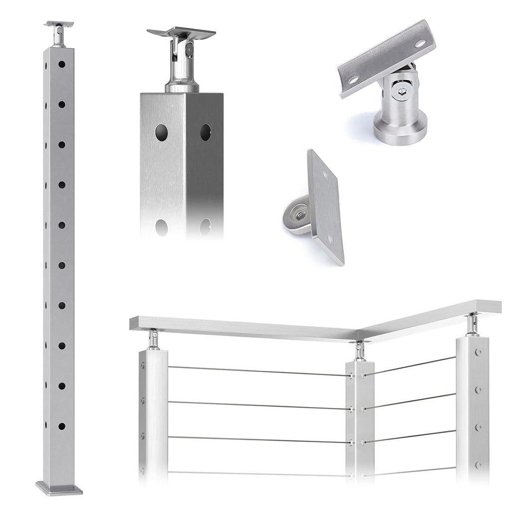 Square 36x2x2 Stainless Steel Brushed Cable Railing Post A548286