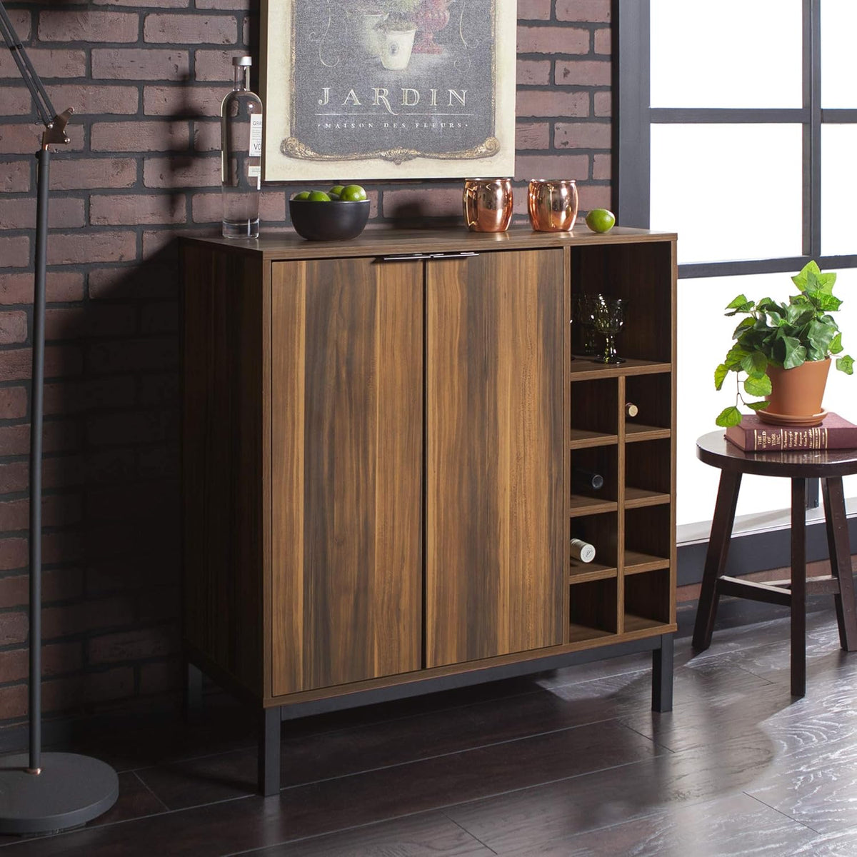 34 Inch Slate Grey Wood Storage Cabinet V476934