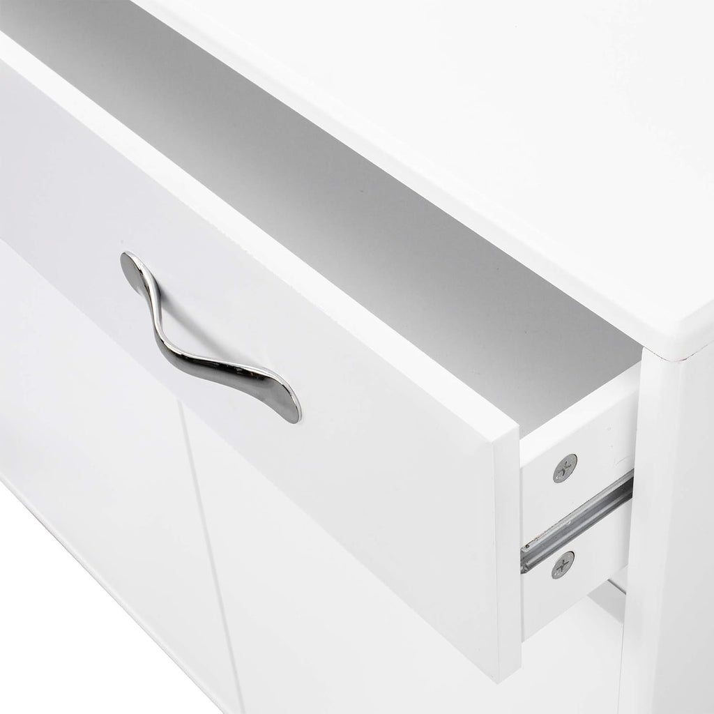 White Console Table with Drawer & Two Shelves F492