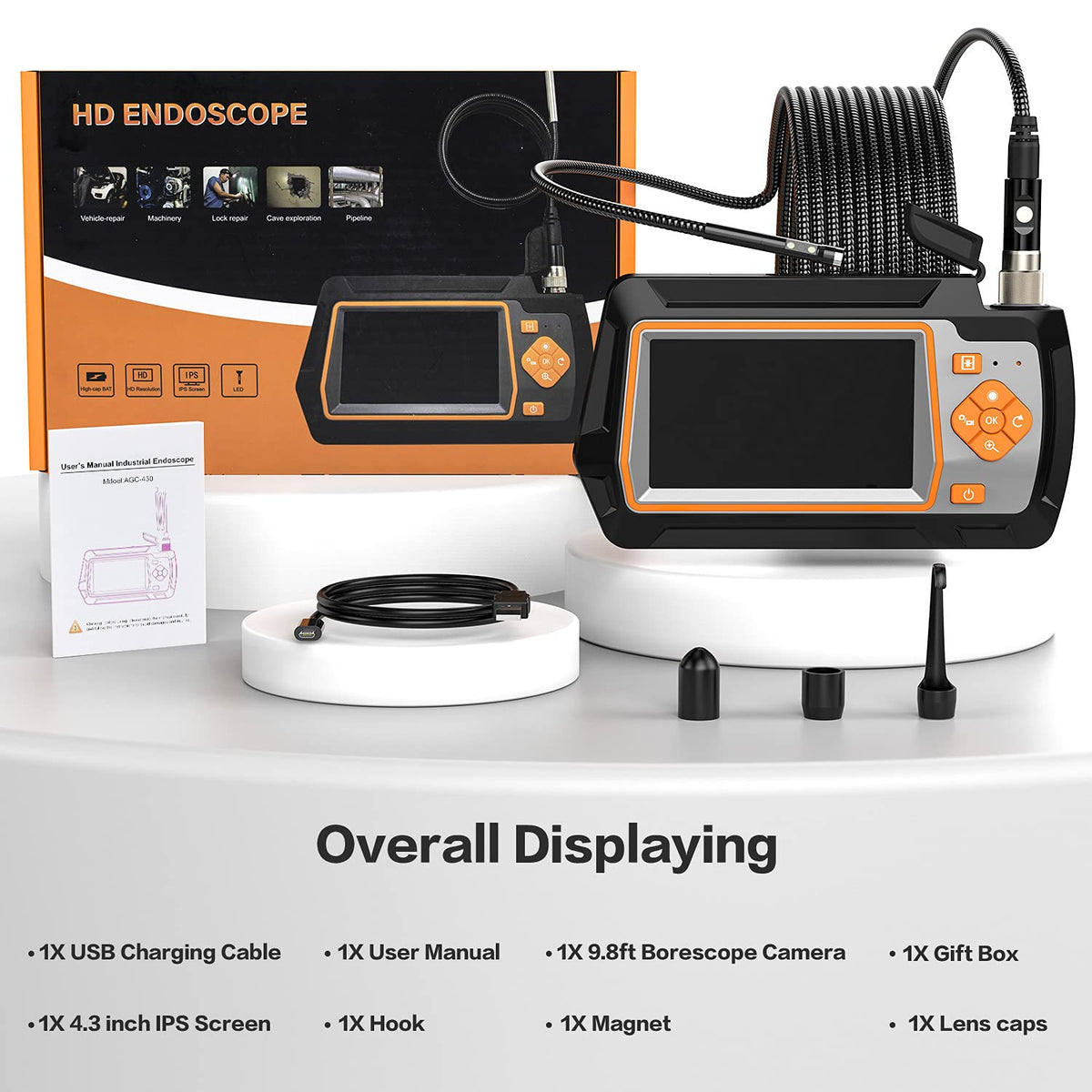 Dual Lens Endoscope Camera with 8 LED Lights Q3750