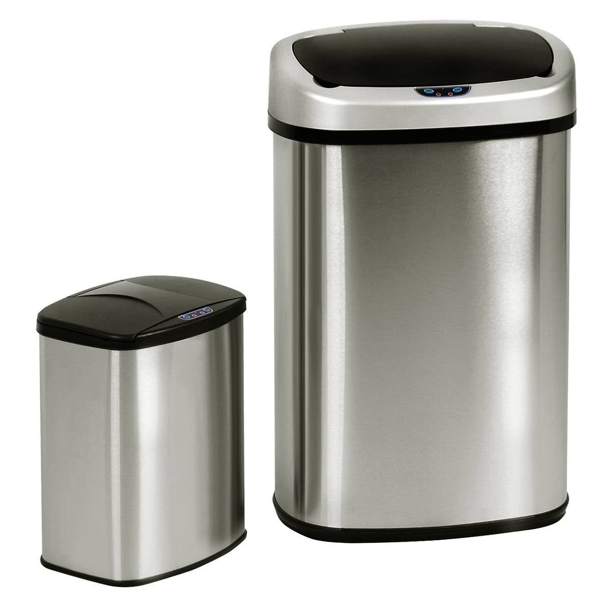 Set of 2 Touch-Free Motion Sensor Trash Cans C16631