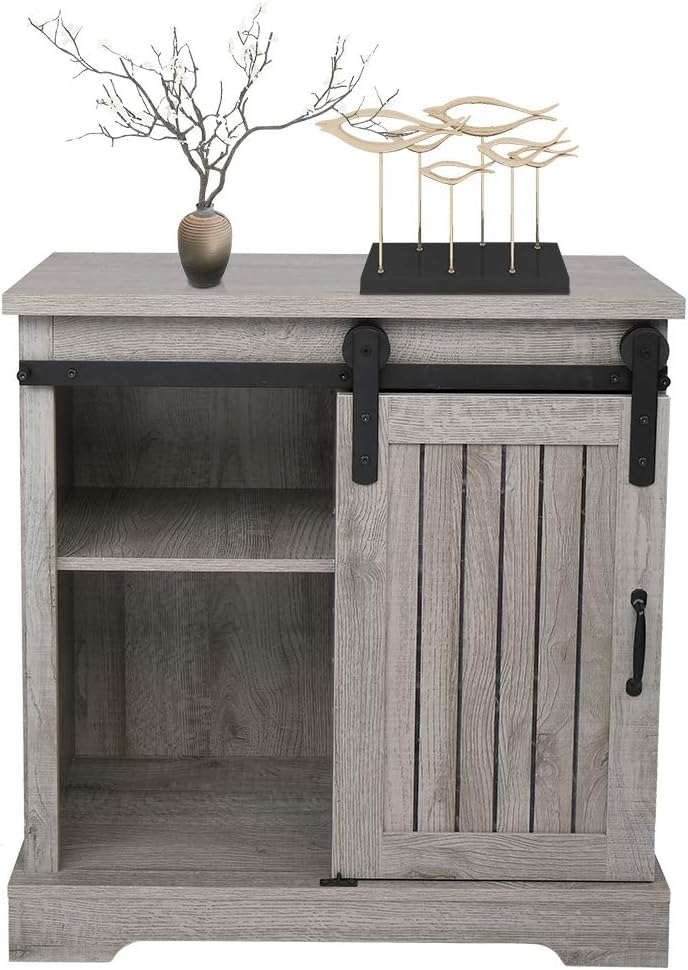 32 Farmhouse Barn Door Wood Accent Chest with Drawer B189939