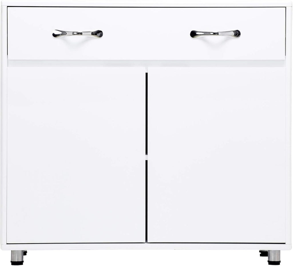 White Console Table with Drawer & Two Shelves F492
