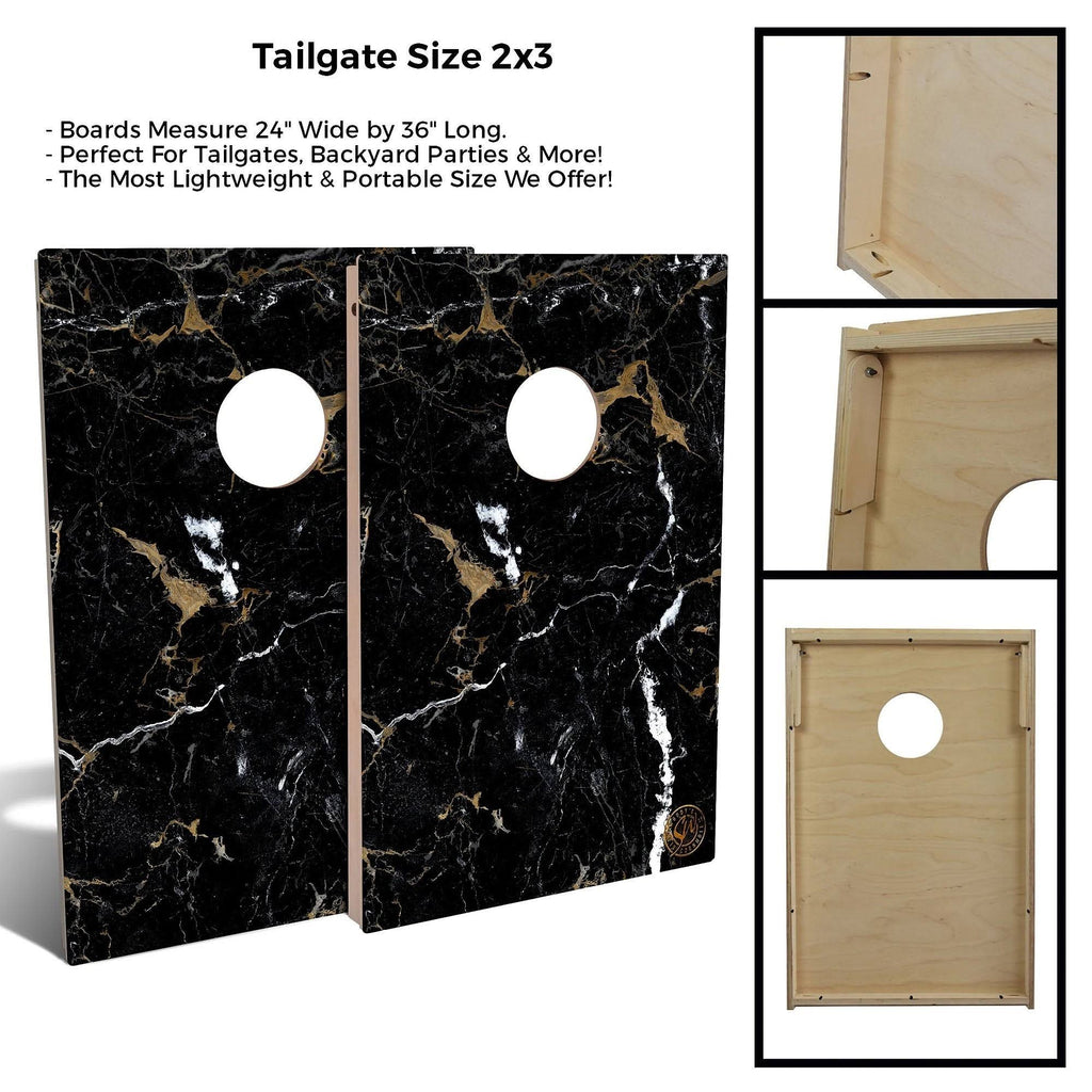 Black Marble Cornhole Set with Carrying Case N5234