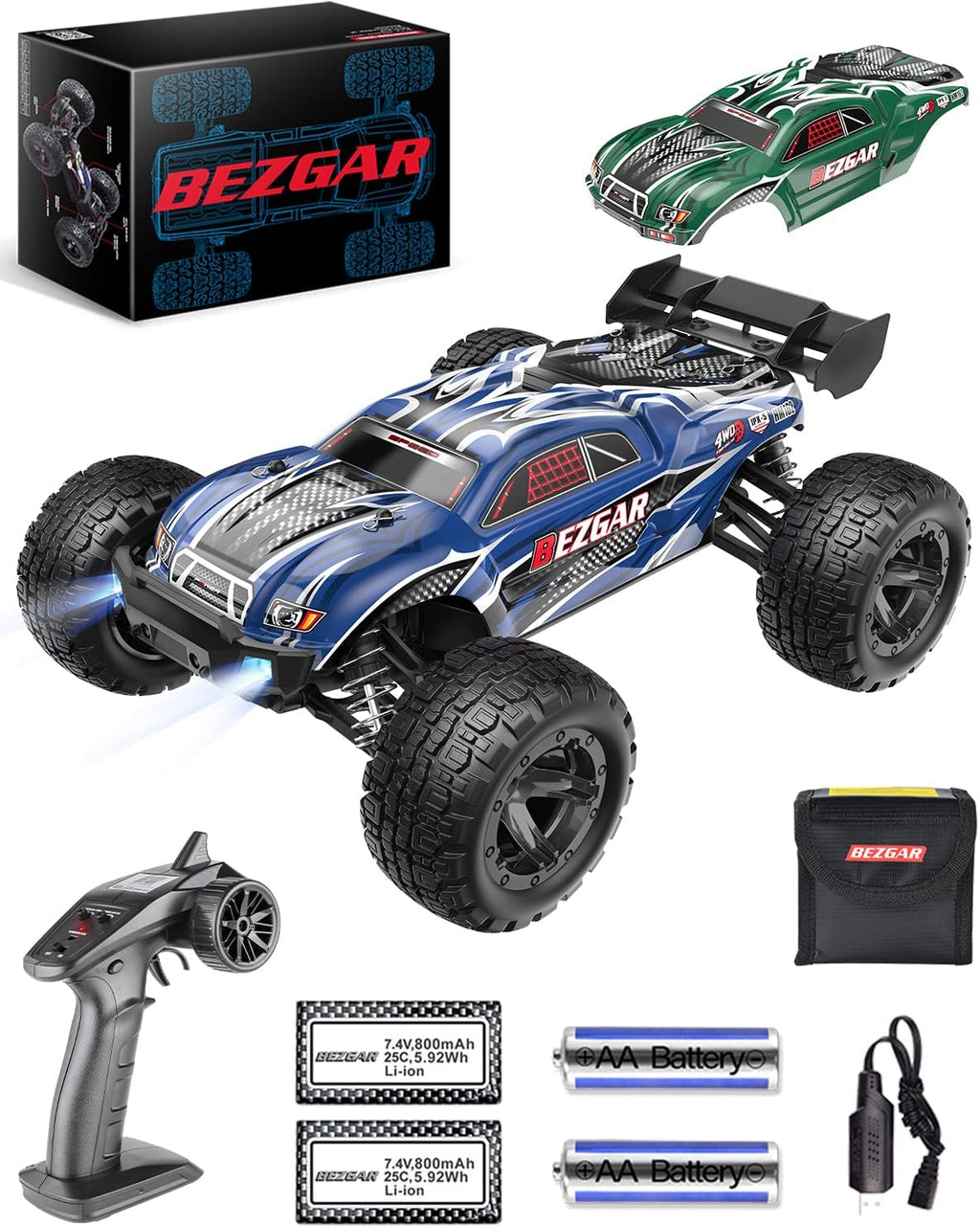 1:16 Scale 4WD Remote Control Monster Truck with 2 Rechargeable Batteries S515