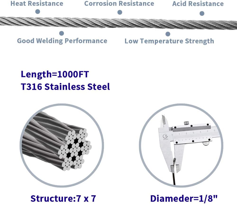 1/8 T316 Stainless Steel Cable 1000FT M9722