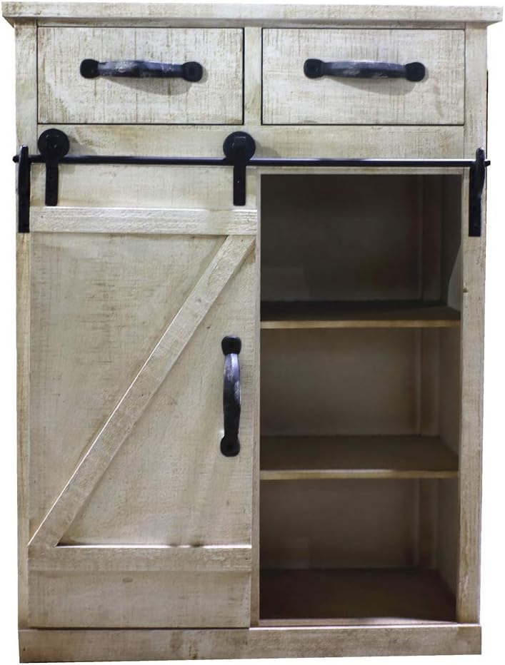 32 Farmhouse Barn Door Wood Accent Chest with Drawer B189939