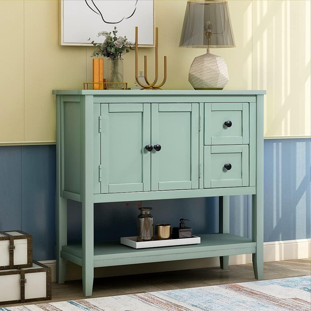 Navy Wood Console Table with 2 Drawers Q24122