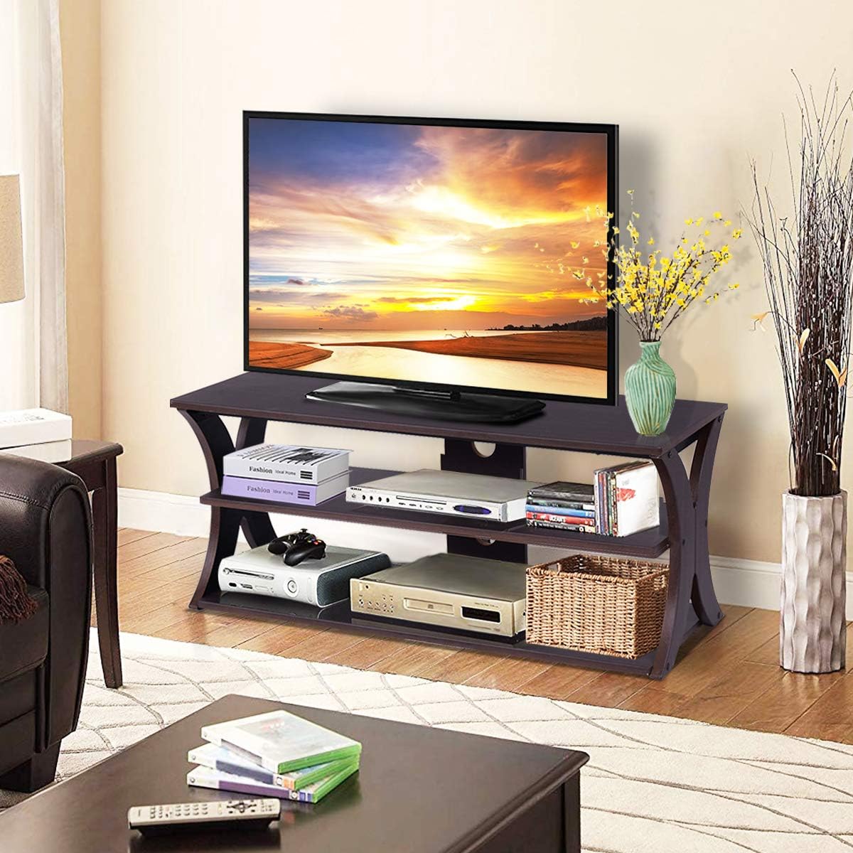 3-Tier TV Stand with Storage Shelves A8013