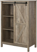 Grey Oak 3-Tier Storage Cabinet with Barn Door G5916