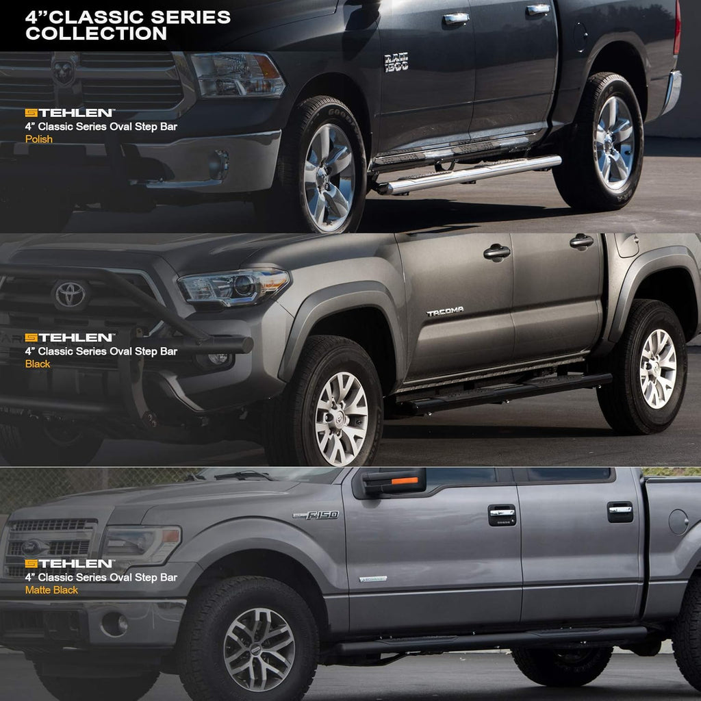 Black 4 Oval Side Step Nerf Bars Crew Cab P8227
