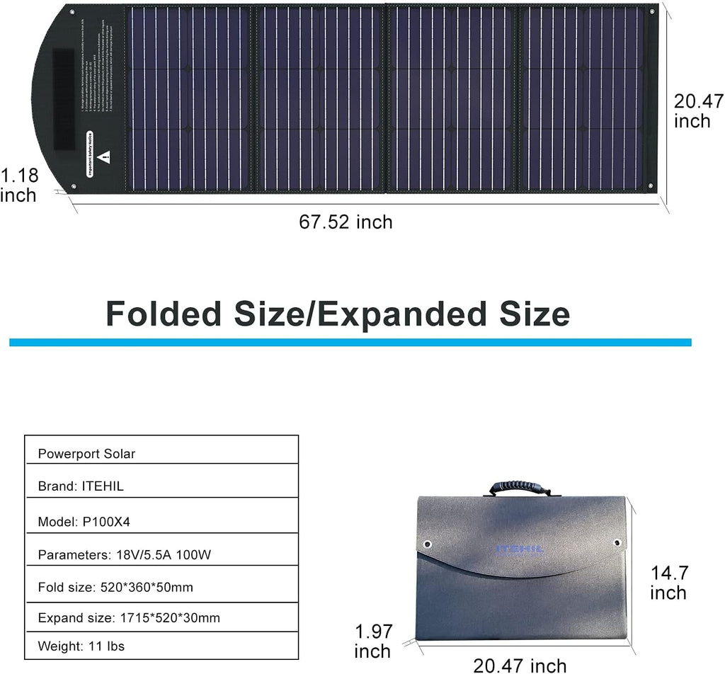 100W 18 Volt Monocrystalline Foldable Solar Panel C2596