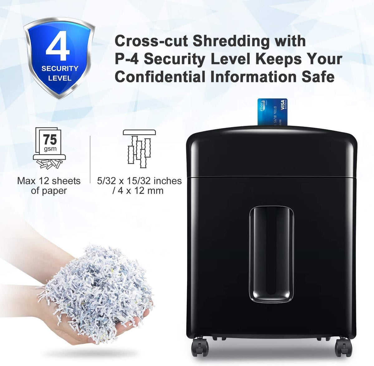 12-Sheet Micro Cut Paper Shredder with Pullout Basket P755415