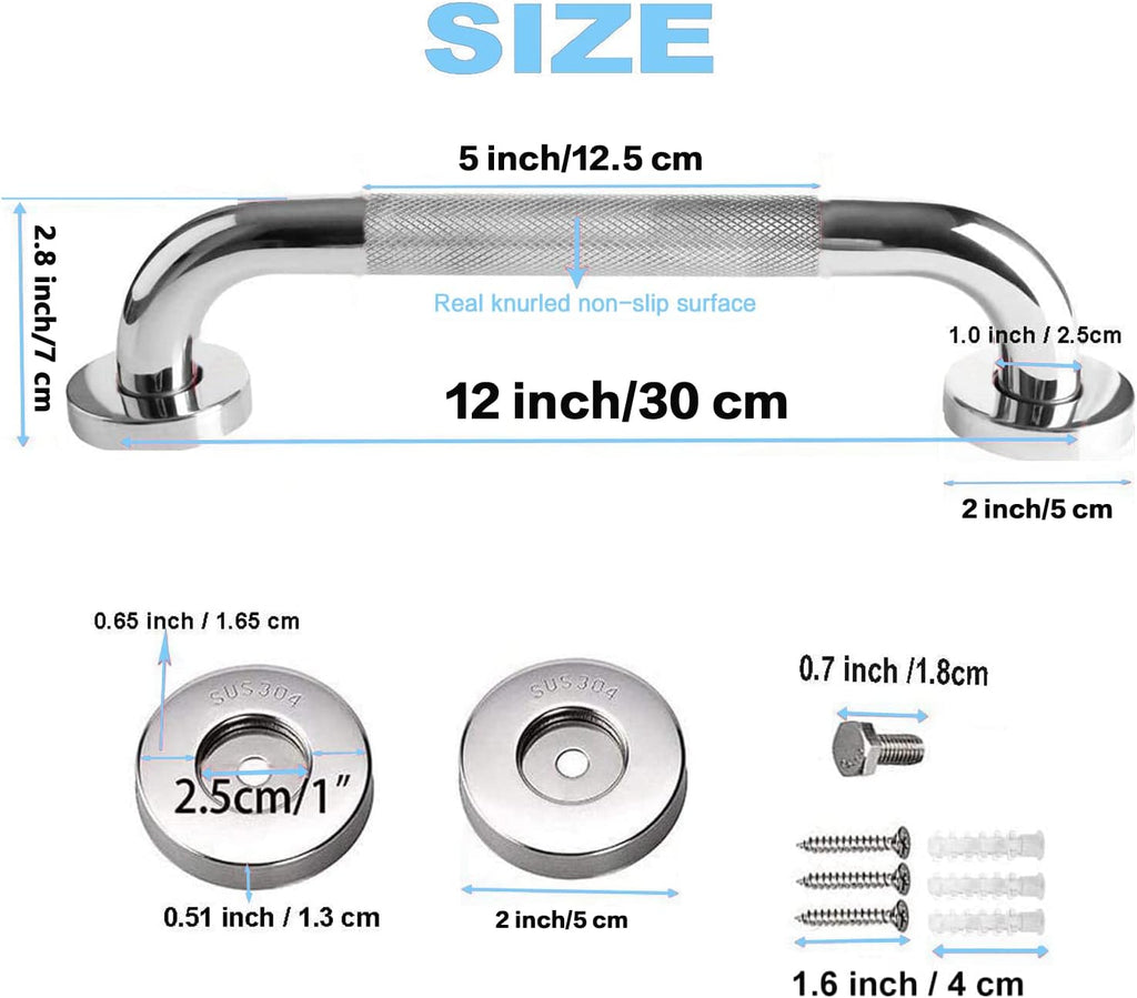 12 Inch Chrome Stainless Steel Shower Grab Bars X268309