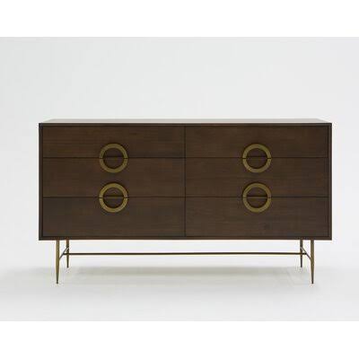 Acacia 6 Drawer Double Dresser R573