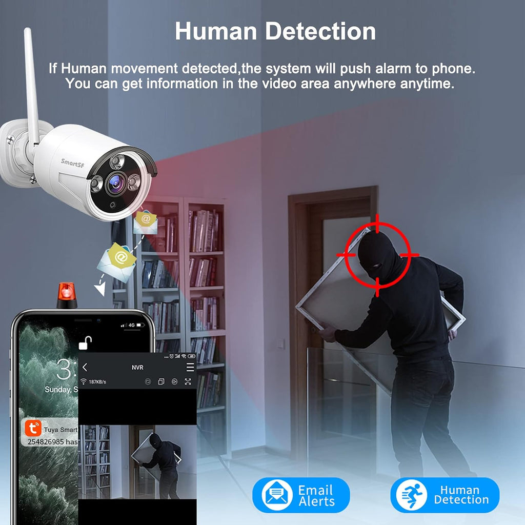 Wireless 8CH 1080P Security Camera System with 4 Weatherproof IP Cameras J432
