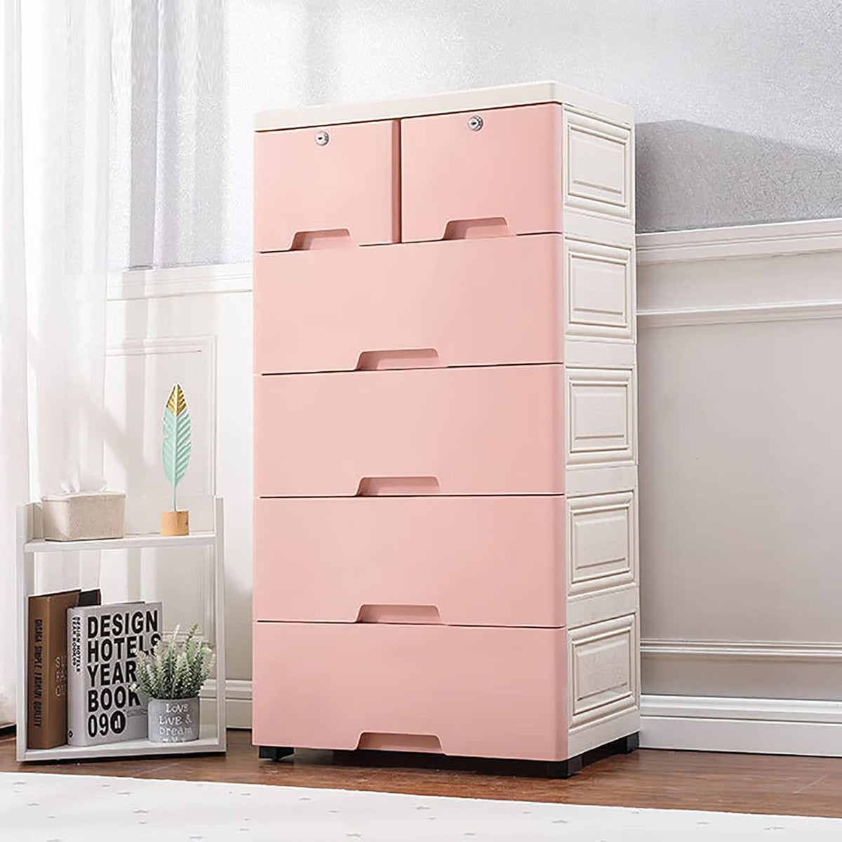 5 Layers 6 Drawer Pink Storage Cabinet E221