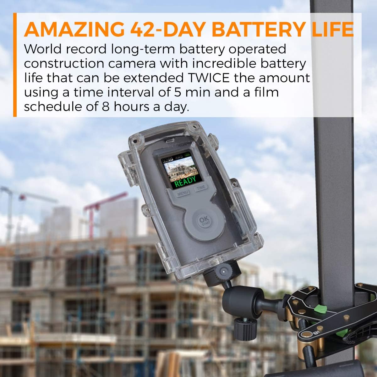 Time Lapse Camera with Clamp and Water-Resistant Case B11293