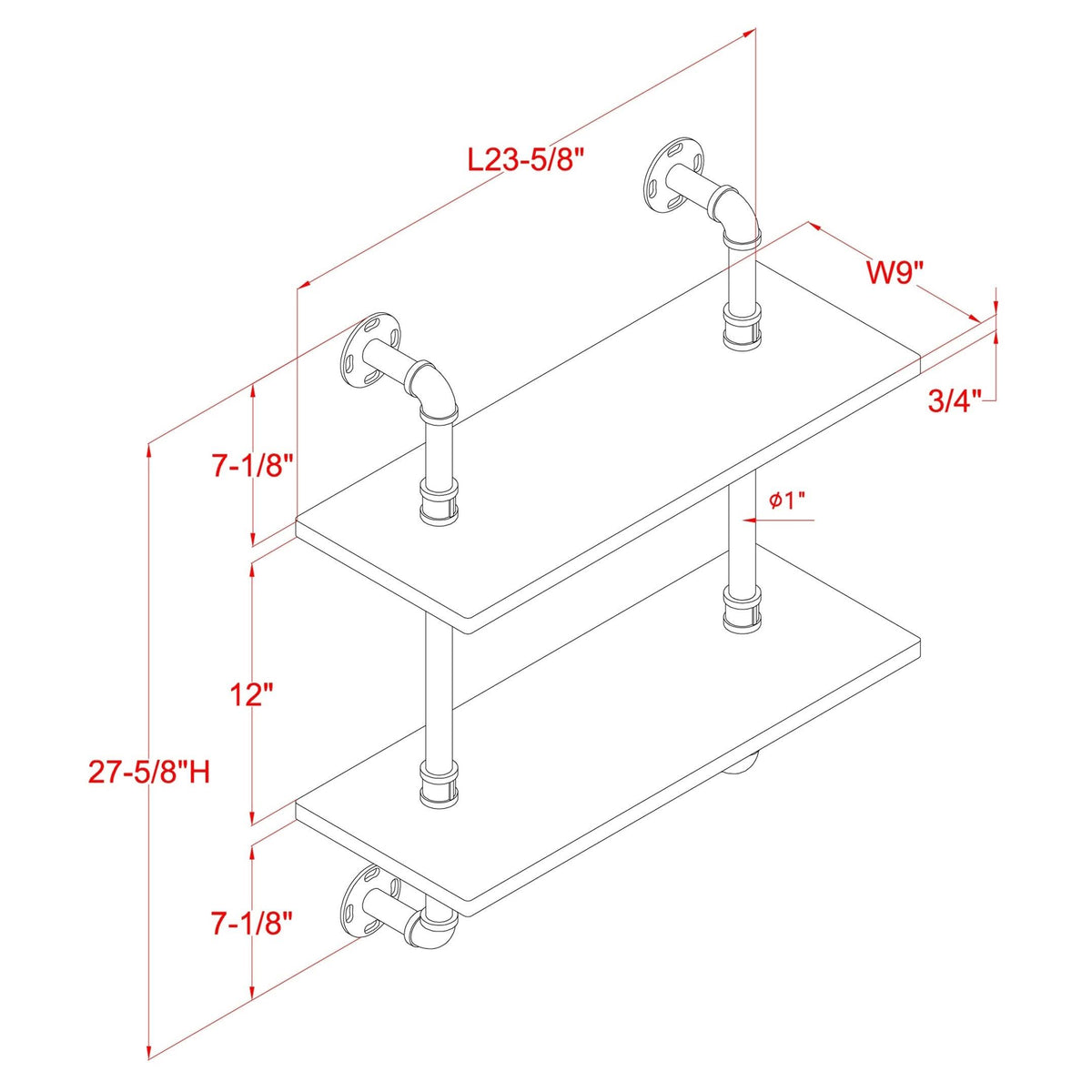 Floating Ladder Wall Shelf - 2-Tier A8836
