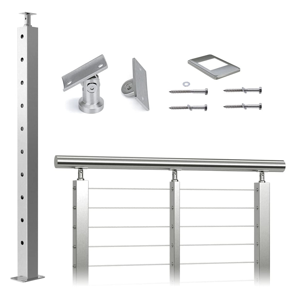 Square 36x2x2 Stainless Steel Brushed Cable Railing Post A548286