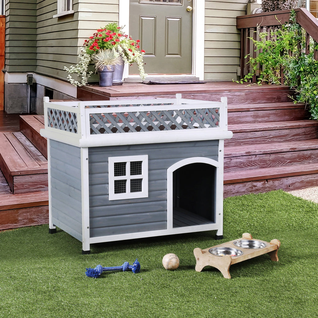 Grey Solid Wood Pet House P26540