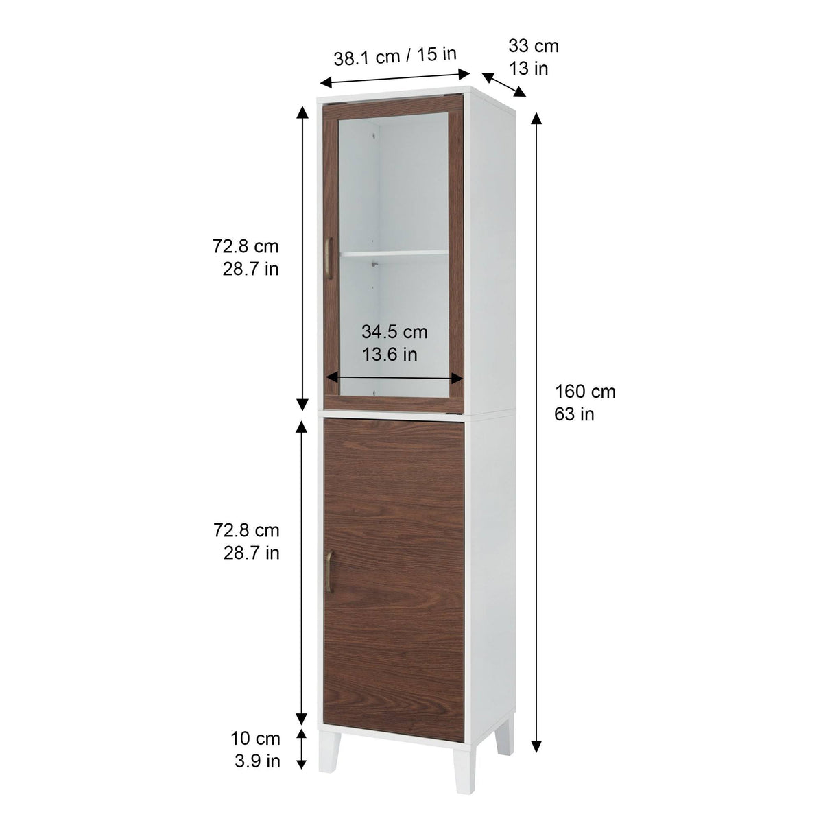 Walnut and White Wooden Linen Tower Cabinet H815251