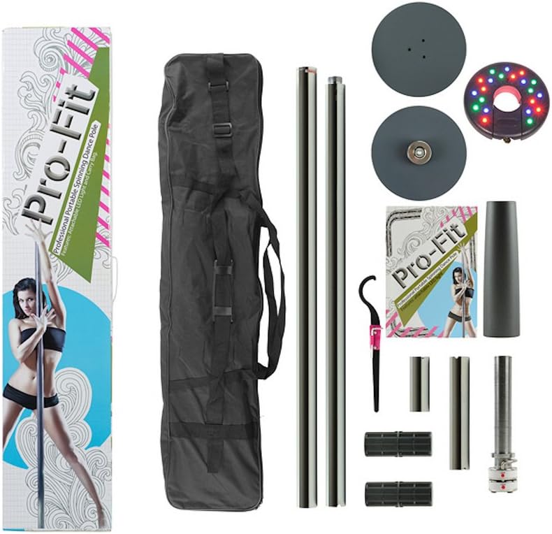 Portable Spinning Dance Pole with LED Light and Carry Bag R8246