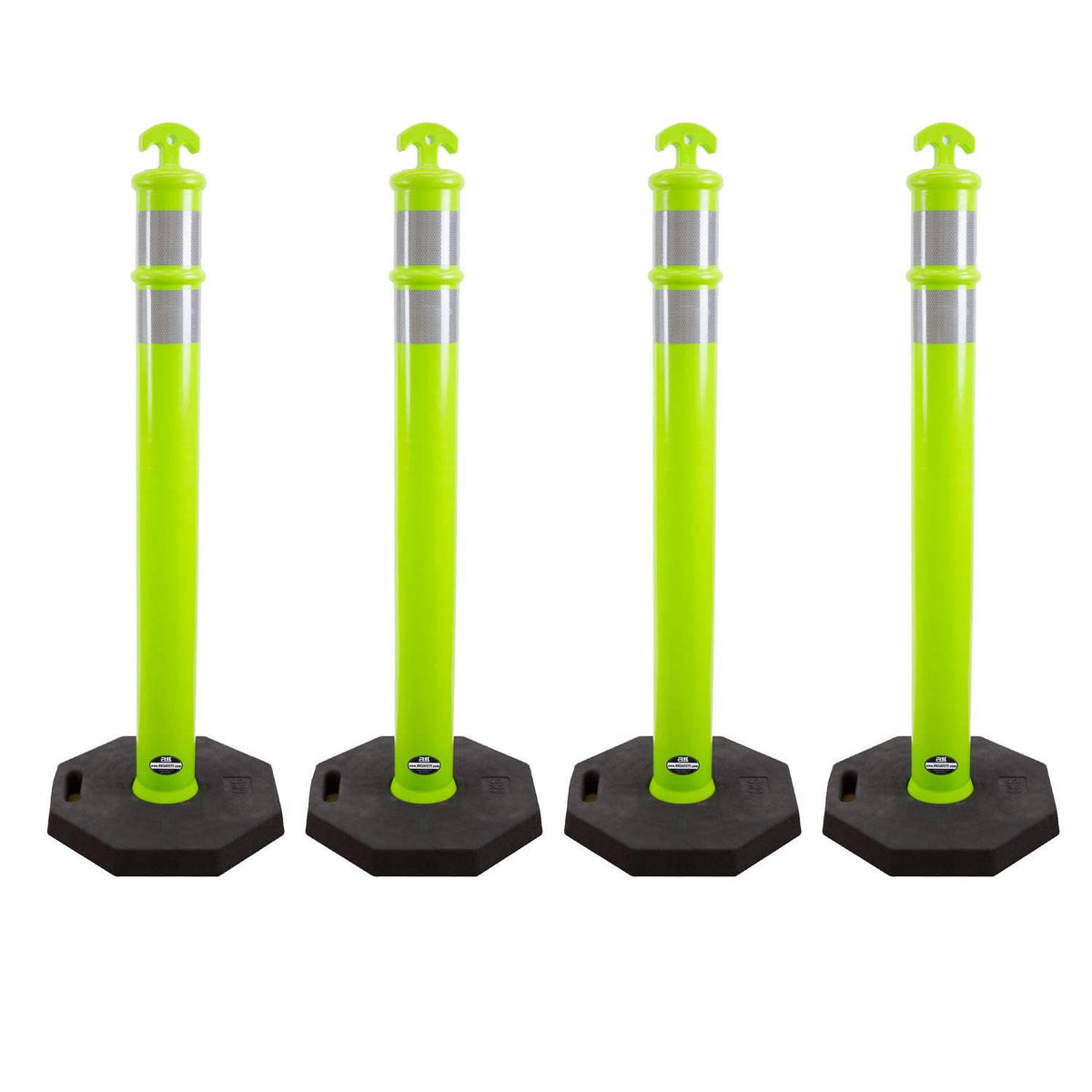 Portable Polyethylene Delineator Post with Rubber Base Set of 4 Lime D904