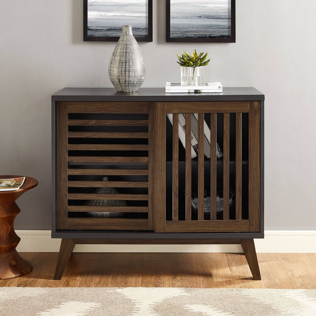 36x22 Two Shelf Laminate and Metal Accent Cabinet White with Rustic Oak P385