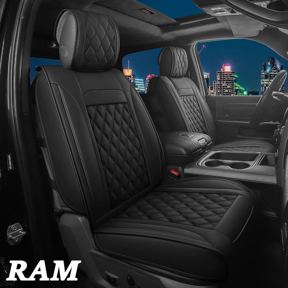 Waterproof Synthetic Leather Seat Covers 5PCS Full Set Black Brown A5635