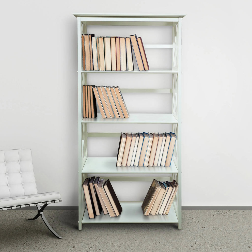 White 5 Shelf Bookcase D996